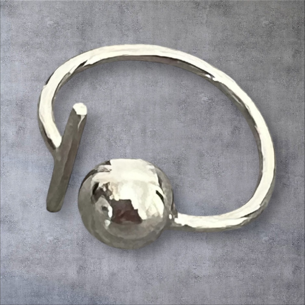 Silver Ring Adjustable Size Ball Design - image 3